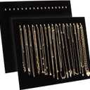 Genie Crafts 2 Pack Jewelry Display for Selling, Black Velvet Boutique Necklace Stands Boards with Hooks for Pop Up Shop (15 x 12 x 4.5 In)