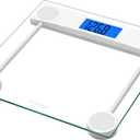 Homebuds Digital Bathroom Scale for Body Weight, High Precision Assured by Weight Scale Professional Factory SINCE 2001, Blue Backlit LCD and Step-On, 2*AAA Batteries Included, 400lb/182kg Clear Glass