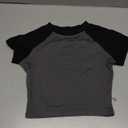 Womens Short Sleeve Crop Top Crew Neck Y2K Shirt Sexy Slim Fitted Casual Base Layer Soft Workout Shirt Going Out Tops (01-black Grey Combo)