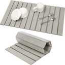 Extra Large Stone Dish Drying Mat for Kitchen Counter, 28"16" Eco-friendly,Instant Drying Pad,Diatomaceous Earth Water Absorbing Mat, Foldable and Super Absorbent Dish Drying Stone Mat, Warm Gray (27.9" x 15.4")