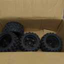 Hosim 75mm RC Wheels and Rubber Tires 12mm Hex for Redcat Volcano 1/10 Scale RC Car Parts, for Traxxas Rustler Stampede 4x4 VXL Hoss,for RIAARIO AMORIL RC Truck Tires RC Vehicle Tires Preglued 4PCS Missing Tools