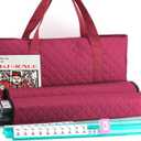 Mose Cafolo American Mahjong Game Set - Red (Burgundy) Quilted Soft Bag - 166 White Engraved Tiles, 4 All-in-One Rack/Pushers Complete Western Mah-Jongg, Maj Jongg, Ma Jong Set