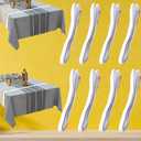 2 x Table Bungees, Tablecloth Strap Band Elastic Band Clamps Grips Clips Shock Absorbent Tablecloth Cord to Hold Down Tables Cloth for Outdoor Party, 8 Pack White