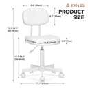 Small Office Chair,Tall Armless Vanity Desk Chair,Stool with Back,White
