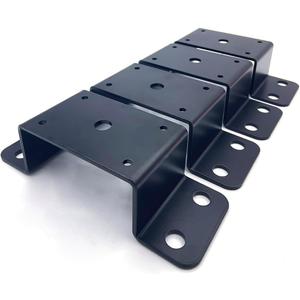 4 PCS Fit 2''x4'' Heavy Duty Trailer Stake Pocket Brackets, for Wood Lumber Uprights or Steel Stake Posts Holes for Mounting Flat Beds and Trucks, Black