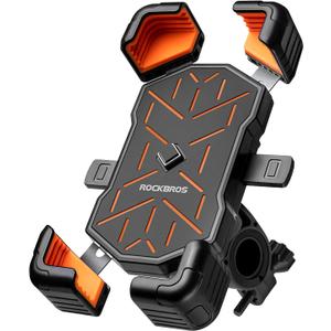 ROCKBROS Motorcycle Phone Holder Mount, 4.5-7.1 inch Smartphones, Quick Release Handlebar Clamp, 360 Rotatable, Anti-Slip Silicone, Easy Installation, Wide Compatibility