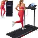 Walking Pad with Handle Bar, 3.5HP Electric Portable Walking Pad Treadmill with Handles, 0.6-10MPH Running Treadmill with Handles for Home Small, Big Screen, 400LBS Capacity (Black-D1)