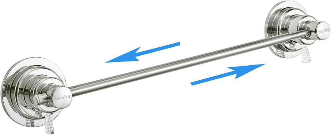 Sneatup Suction Cup Extendable 17-29" Stainless Steel Towel Bar (Brushed Nickel)