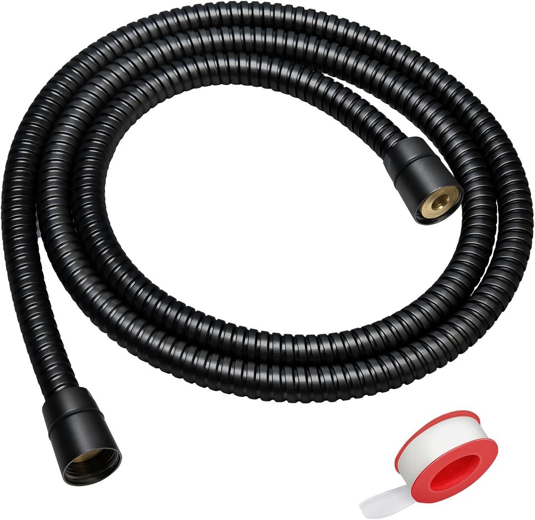 Shower Hose Extra Long 59 Inches Handheld Shower Head Hose with Brass Insert and Nut - Durable and Flexible - Black