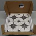 Peel & Stick SPC Vinyl Flooring - Black Star Encaustic Pattern, 9x9In, 16 Tiles, 9.12 Sq Ft, Self-Adhesive, Suitable for Bathroom & Kitchen Walls & Floors