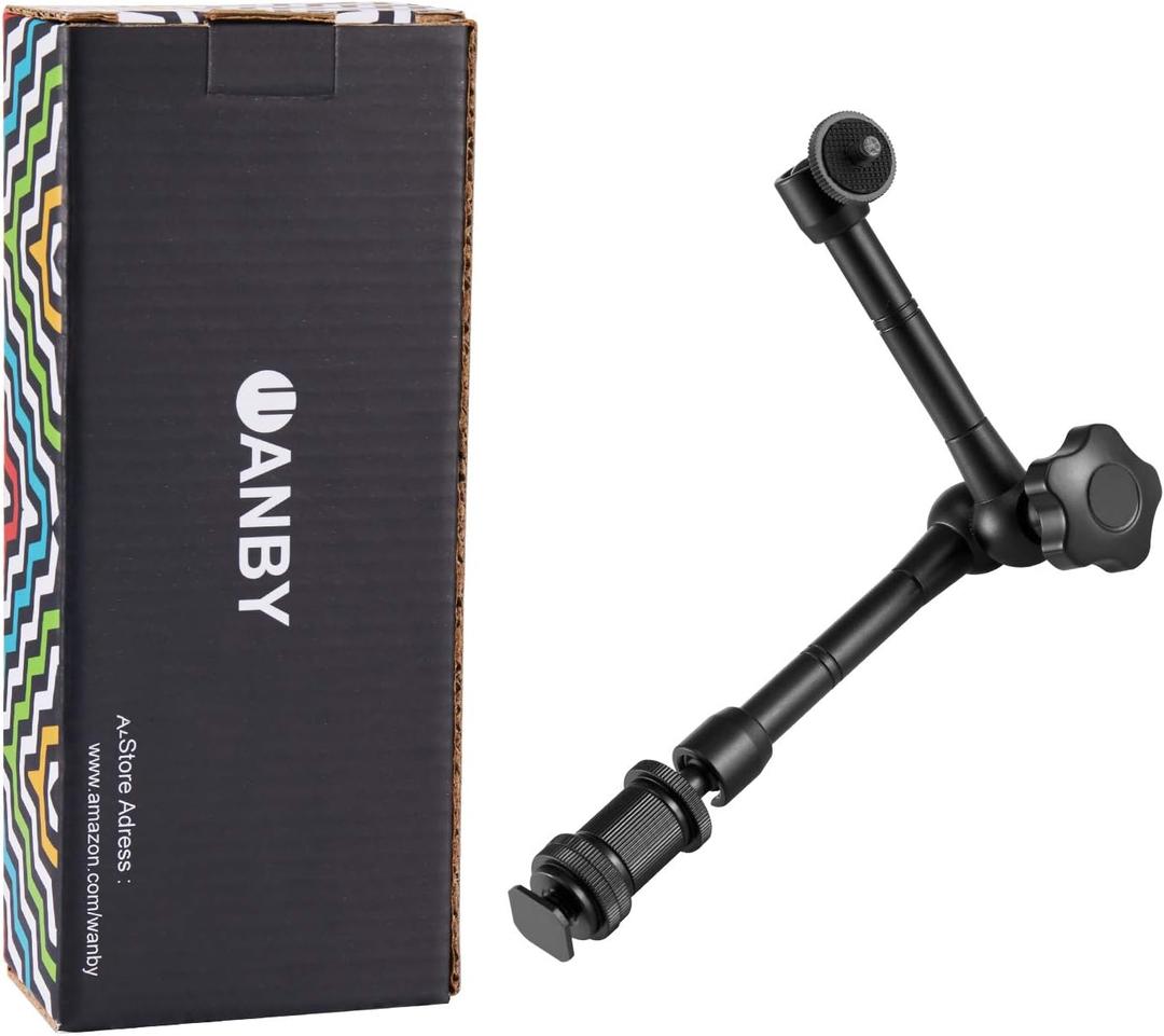 11 Inch Articulating Friction Magic Arm Adjustable w/Hot Shoe Mount 1/4'' Tripod Screw for Camera Rig, LCD Monitor, LED Flash Lights (11'Arm)