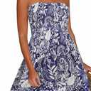 CHICGAL Summer Dresses for Women Beach Cover Ups Strapless Boho Floral Print Sundress (Large, Amoeba Navy Blue)