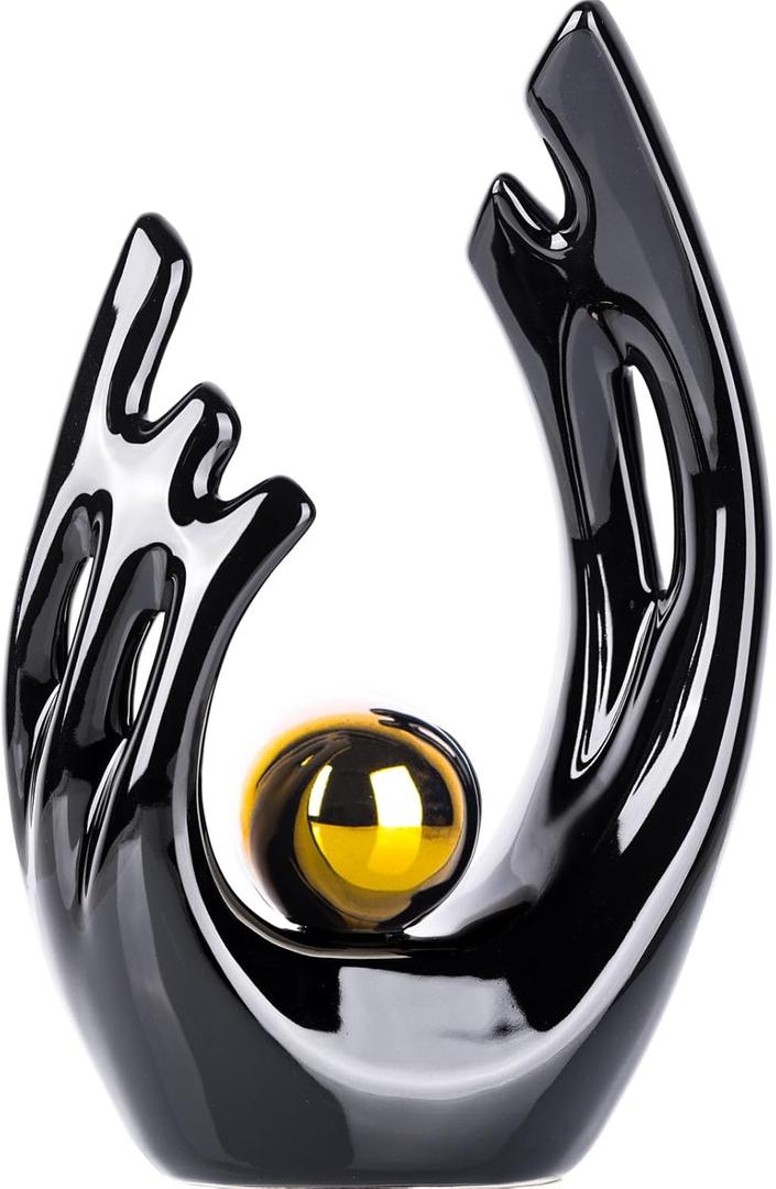 XMGZQ Abstract Ceramic Statues and Sculptures, Black and Gold Art Ceramic Statues, Modern Home Decor for Living Room, Dining Table, Coffee Table, Shelf, Entrance, Home Desktop Sculpture Home Decor (Small)