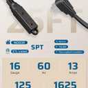 DEWENWILS Flat Plug Extension Cord, 25 FT 16/3 Awg Grounded Power Cable, 3 Outlets Power Strip for Indoor Use, SPT-3 Cord, Space Saving for Office, School, Travel, Dorm, ETL Listed, 1 Pack, Black