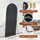 56" x 21" Black Arched Full Length Mirror, Tempered Glass Floor Standing with Aluminum Frame, Wall-Mountable Leaning Design for Bedroom, Entryway, Living Room