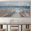 Beach Wall Art Prints: Modern Large Tropical Coastal Landscape Canvas Bedroom Blue Ocean Picture Relaxing Living Room Sea Scene Painting Horizontal Summer Seascape Artwork Decor (48L" x 24W")
