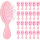 24 Pack Mini Axolotl Hair Brushes - Bulk Small Travel Detangling Brush with Soft Air Cushion, Cute Pink Portable Hairbrush for Kids Girls, Ideal for Birthday Party Favors, Goodie Bag Fillers