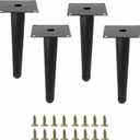 Blacke Metal Furniture Legs Heavy Duty Straight Furniture Feet DIY Modern Replacement Legs for Cabinet Sofa Couch Chair-Set of 4 (Blacke, 8")