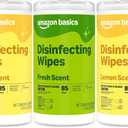 Amazon Basics Disinfecting Wipes, Lemon & Fresh Scent, Sanitizes/Cleans/Disinfects/Deodorizes, 255 Count (2 Packs Lemon, 1 Pack Fresh Scent)