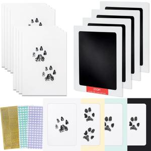 Tuhangcc Paw Print Clean Touch Ink Pad Kit for Dogs and Cats, Pet Owner Keepsake, Inkless Paw and Nose Print Impression Set with Colorful Photo Frames and DIY Gifts(4Pack Memorials Assortment)