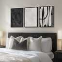 Framed Black and White Abstract Wall Art, 3 Piece Modern Canvas Prints Paintings Art for Walls, Minimalist Black White Abstract Pictures for Living Room Bedroom Dining Room Office Wall Decor 16x24 In