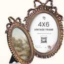 97 Decor 4x6 Oval Picture Frame - Vintage 4x6 Picture Frames Gold, Rustic 4 x 6 Gold Frame, Ornate Photo Frame 4 By 6 Picture Frame For Tabletop And Wall Hanging