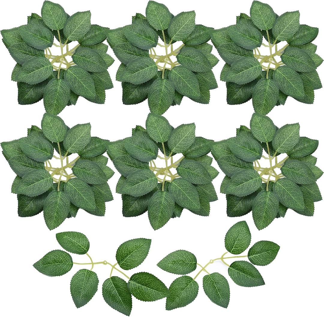 Woohome Bulk Rose Leaves 250 PCS Artificial Green Leaves Artificial Fake Leaves for DIY Wedding Bouquets Party Decorations Rose Vine Wreath Garlands Supplies