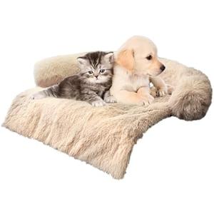 Tinaco Luxurious Calming Dogs/Cats Bed Mats, Dog Pad Washable Removable Couch Cover, Plush Long Fur Mat for Pets, Waterproof Lining, Perfect for Small, Medium and Large Dogs and Cats (Beige, 34"x30")