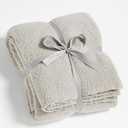 CYMULA Knit Throw Blanket for Couch Light Grey - Super Soft Lightweight Plush Fuzzy Fluffy Warm Cozy Blankets and Throws for Sofa Bed, 50 x 60 inches