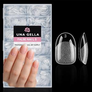 UNA GELLA Oval Round Nail Tips Half Matte 504pcs Short Oval Round Gel Nail Tips Easily Nail Extension for False Fake Acrylic Press On Nails, 12 Sizes Short Gelly Tips