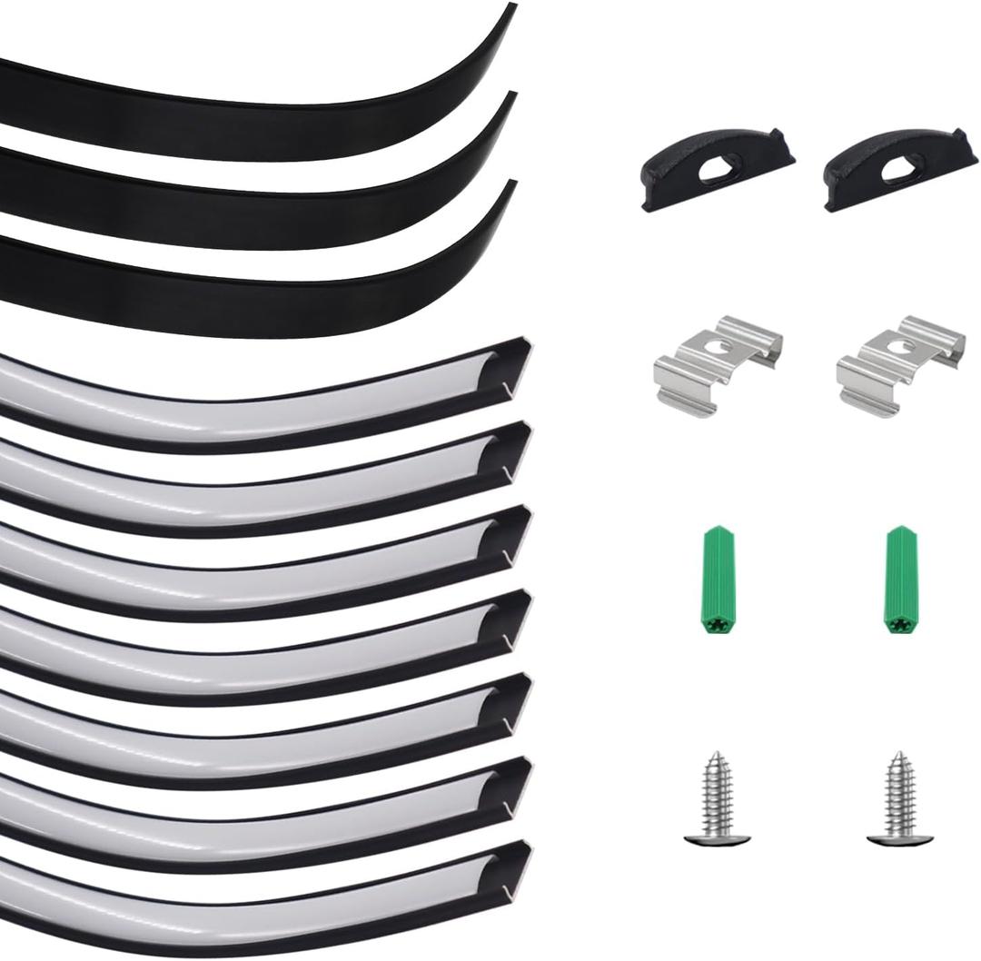 10-Pack Black Bendable LED Aluminum Channel, 3.3ft/1M Flexible Strip Diffuser with Milky White Cover, Recessed Housing for 12.5mm Wide Tape Light, Ideal for Curved Walls Drywall