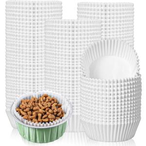 1000 Pcs Disposable Cat Food Bowls Liners Pet Feeding Bowls Paper Liner for Small Dog Cat Plate Feedings Dish Wet Food Feeding Station (White)