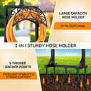 Garden Hose Holder for Outside - Upgraded Water Hose Holders with 5 Spikes & 2 Shepherds Hooks, Freestanding Hose Stand Heavy Duty Hose Hanger Hose Storage Hose Reel Rack for Outside Yard Lawn | for Outside, Upgraded, Hose Stand, Heavy Duty, Hose Hanger, Hose Storage