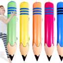 5pcs Large Inflatable Pencils, PVC Funny Giant Pencils Balloon Blow Up Crayon Practical Decoration Supplies for Back to School Graduation Birthday Party Classroom Playground
