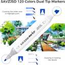 SAVZJSD 120 Colors Alcohol Markers, Dual Tips Alcohol-Based Art Markers for Artists and Adults in Coloring, Painting (Fine & Broad