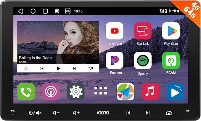 ATOTOZONE A6PF Plus 9inch QLED Android Double DIN Car Stereo, 8-Core 4G+64G, 4G LTE/WiFi/BT/USB, Wireless CarPlay & Android Auto Touch Screen, Dual Bluetooth, 36 EQ DSP/LRV/SWC, AI Chat&GPS Tracking