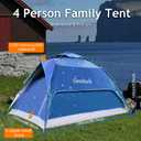 3-in-1 Instant Pop Up Tents for Camping, 4 Person Camping Tent,60s Automatic Quick Easy Setup Tent, Waterproof Stand Up Family Tents for Camping,Outdoor, Hiking,Beach, Blu