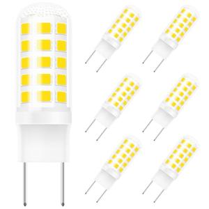 G8 LED Bulb Dimmable,4W (35W-40W Halogen Equivalent),Warm White 3000K,T4 JCD Type Bi-Pin Flat Base,120V 450LM Light Bulbs for Under Cabinet,Counter Lighting,Over The Range Microwave Hood,6-Pack