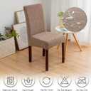 Genina 100% Waterproof Dining Room Chair Covers Set of 6 Stretch Kitchen Chair Covers Parsons Chair Slipcovers for Dining Room Chair Protector Cover, Removable, Washable (Leaf Pattern-Taupe)