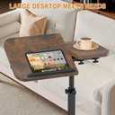 Large-Size Portable Laptop Rolling Desk with Wheels, Adjustable Height and Tilt Top Stable Mobile Over-Bed Table for Home Use - Brown