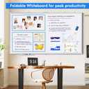 Magnetic White Board Dry Erase Board for Wall72" x 40" Wall-Mounted Aluminum Frame Marker Board, Foldable Portable Whiteboard with a Long Pen Tray for School, Classroom, Office & Home