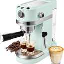 Neretva 20 Bar Espresso Coffee Machine with Steam Wand for Latte Espresso and Cappuccino, Compact Espresso Maker For Home Barista, 1350W Premium Italian High Pressure - Mint Green