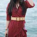 LUCHENGYI Women Straw Woven Elastic Stretch Waist Belt Skinny Boho Ladies Braided Dress Belt With Wooden Style Buckle, Size: Fit waist below 42 inch