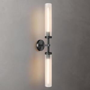Bblack Knurled Wall Sconce 30", Bathroom Wall Sconce,Glass Tube Brass Sconces Wall Lighting,Bathroom Sconces Side of Mirror,Vanity Sconce Lights for Bath