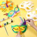 HyDren 100 Pcs White Masquerade Mask Painting Kit 60 Mardi Gras Blank Half Face Paper Masks 20 Acrylic Paint Strip 20 Brushes(Classic)