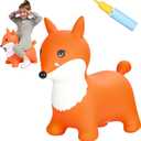 INPANY Fox Bouncy Horse Hopper Toys, Toddlers Bounce Zoo Animal Toys, Inflatable Hopping Horse Buddies, Ride on Rubber Bouncer, Outdoor Indoor Baby Birthday Gifts Toy for 2 3 4 Year Old Girls Boys