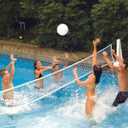 SWIMLINE ORIGINAL Pool Volleyball Net Games Set With Ball Adjustable Up To 20 Feet Wide | For Kids & Adults | 2 Blue Water-Fill Bases | Easy Assembly Compatible W/ Outdoor & Indoor Inground Pools