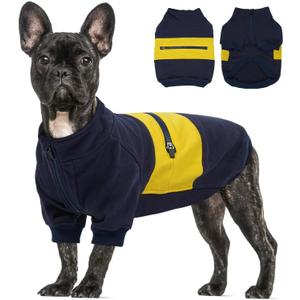 Kuoser Dog Sweatshirt, Winter Fall Warm Dog Sweater for Small Sized Dogs Girl Boy, Cold Weather Pet Sweatshirts with Pocket Soft Doggie Pullover Hoodie Daily Clothes, Dark Blue S