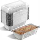IMengjbang 50 Pack Disposable Bread Pans with Lids for Baking, 1.5lb Aluminum Foil Loaf Pans Bakeware Set Food Storage Containers Pastry Boxes for Cakes, Bread, Meatloaf, Baking Storing Takeout