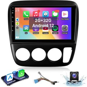Leadfan Car Stereo for Honda CRV 1997 1998 1999 2000 2001 Radio with Wireless Carplay Android Auto, Audio Receivers 9'' Touch Screen in-Dash Bluetooth WiFi GPS Navigation SWC Backup Camera Manual AC